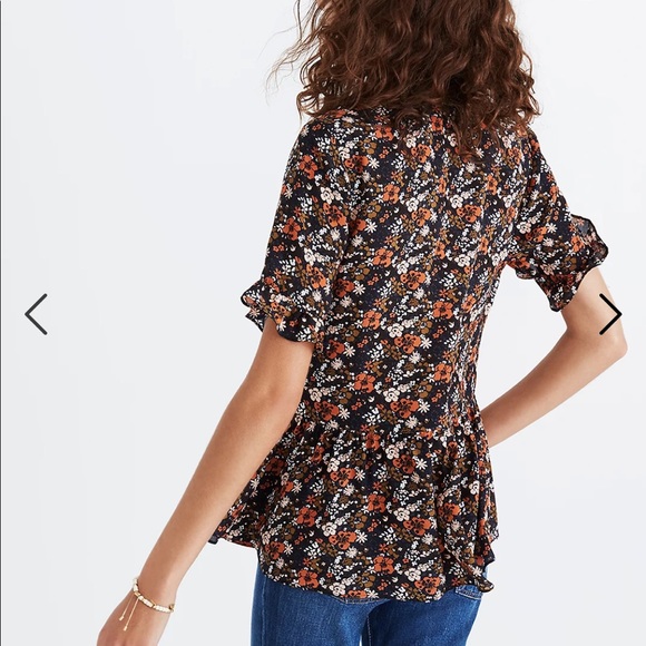 Madewell Silk Studio Ruffle-Hem Top in Prairie Blossoms size xs - Picture 2 of 9